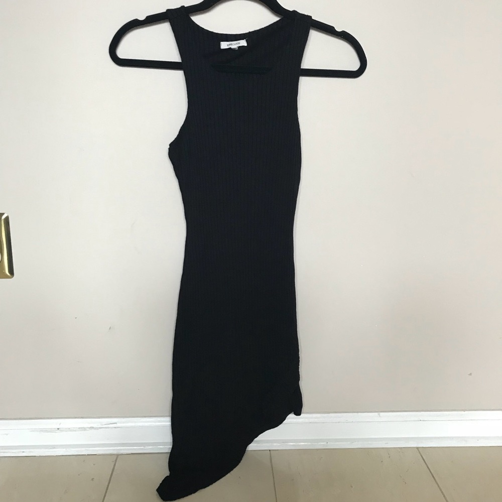 Tight Black Ribbed Angle Dress